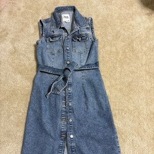 Zara Blue Denim Midi Dress